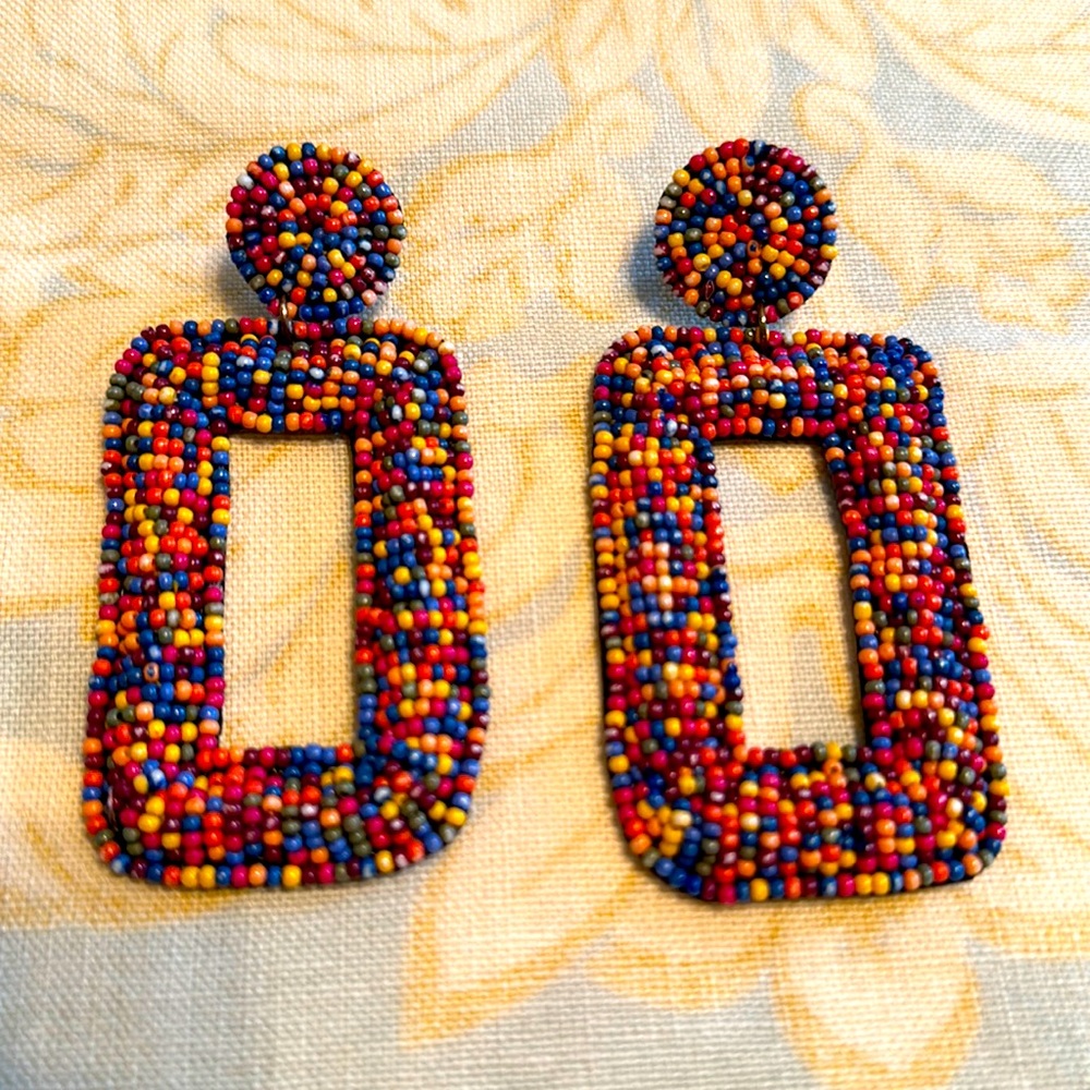Beaded statement earrings